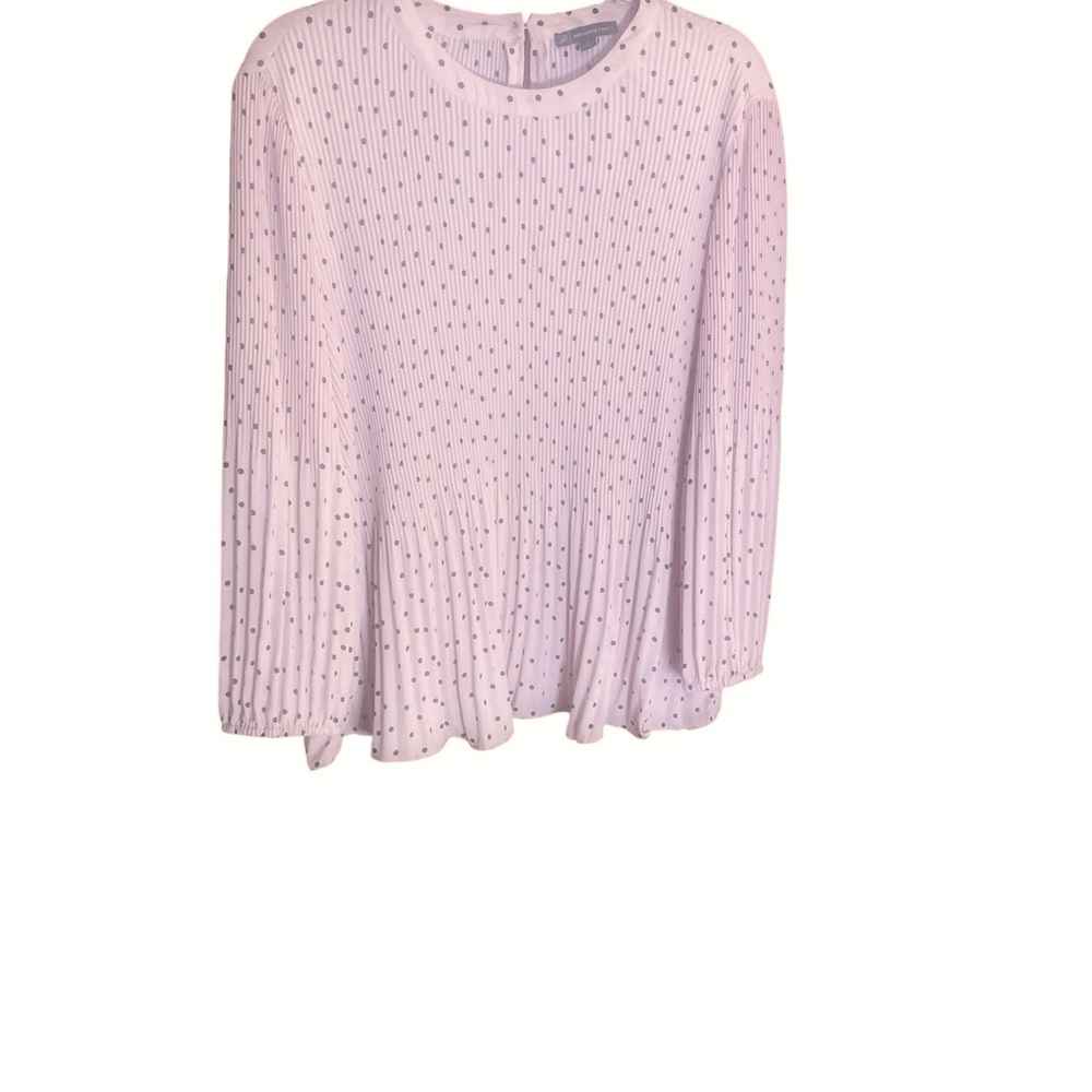 Adrienne Papell Pleated Long Sleeve Blouse with Subtle Dot blouse